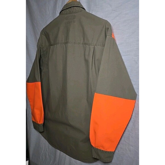 COLUMBIA Shooting Hunting Khaki Bright Hi-Vis ORANGE Button Down Shirt Men L - Picture 8 of 8